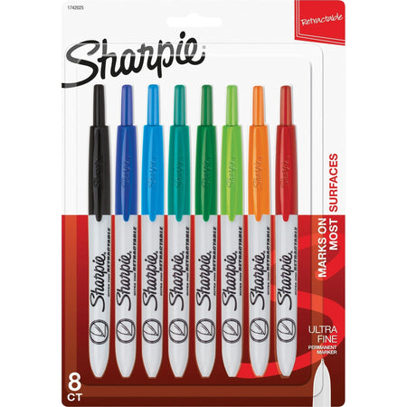 Sharpie Retractable Ultra Fine Point Permanent Markers - 8 Color Set - & Dry-Erase