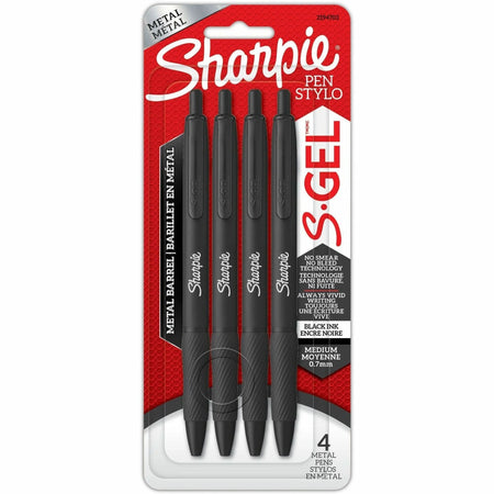 Sharpie S-Gel Pens: 0.7mm Bold Metallic Black Ink - 4 Pack - Pens