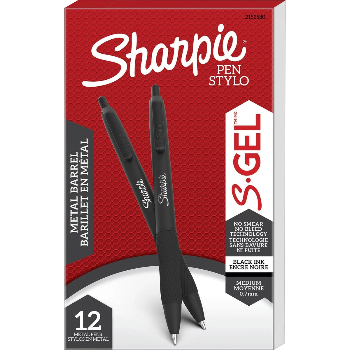Sharpie S-Gel Pens: 0.7mm Medium Point Black Ink Gel-based - Matte Barrel - Pens