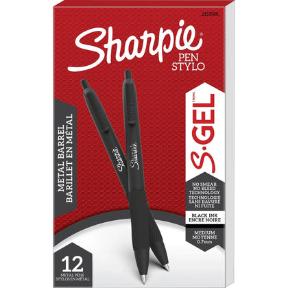 Sharpie S-Gel Pens: 0.7mm Medium Point Black Ink Gel-based - Matte Barrel - Pens