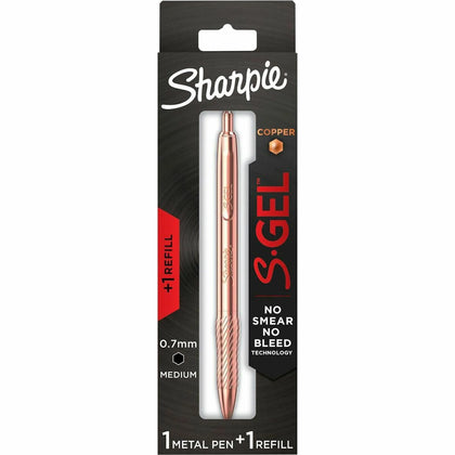 Sharpie S-Gel Pens: 0.7mm Medium Point Refillable Black Ink - Copper Barrel - Pens