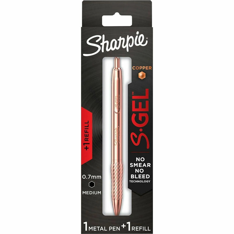 Sharpie S-Gel Pens: 0.7mm Medium Point Refillable Black Ink - Copper Barrel - Pens