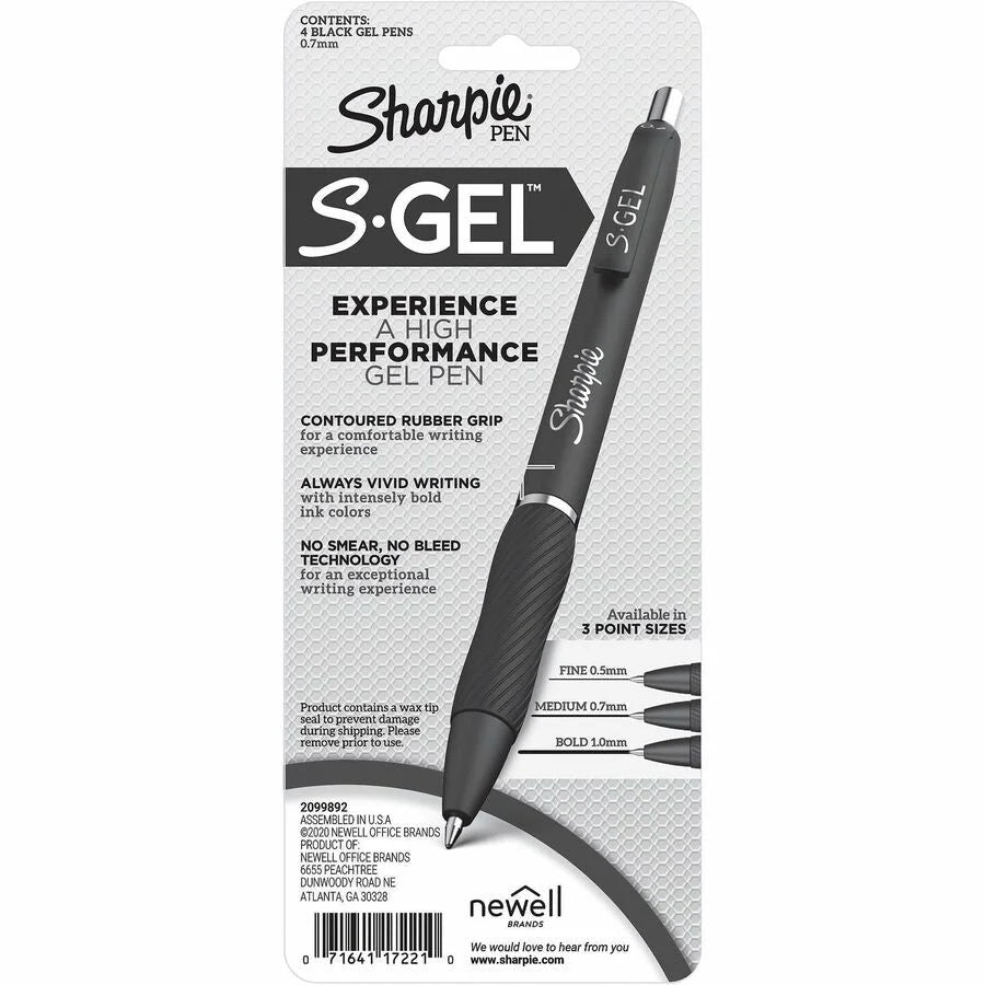 Sharpie S-Gel Pens: 0.7mm Medium Point Refillable Retractable - Black Ink - Pens