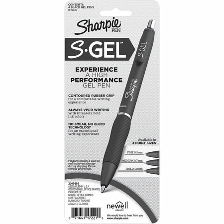 Sharpie S-Gel Pens: 0.7mm Medium Point Refillable Retractable - Black Ink - Pens