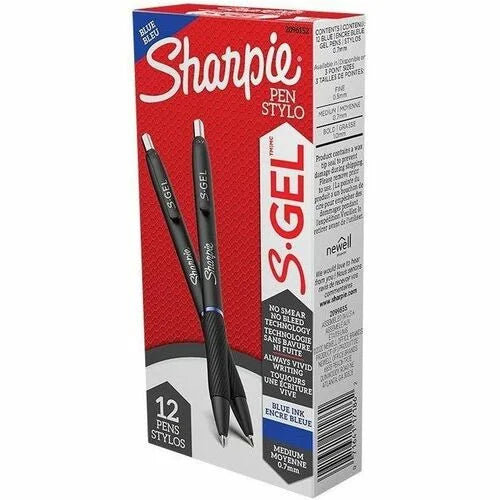 Sharpie S-Gel Pens: 0.7mm Retractable Blue Gel Ink - 1 Dozen - Pens