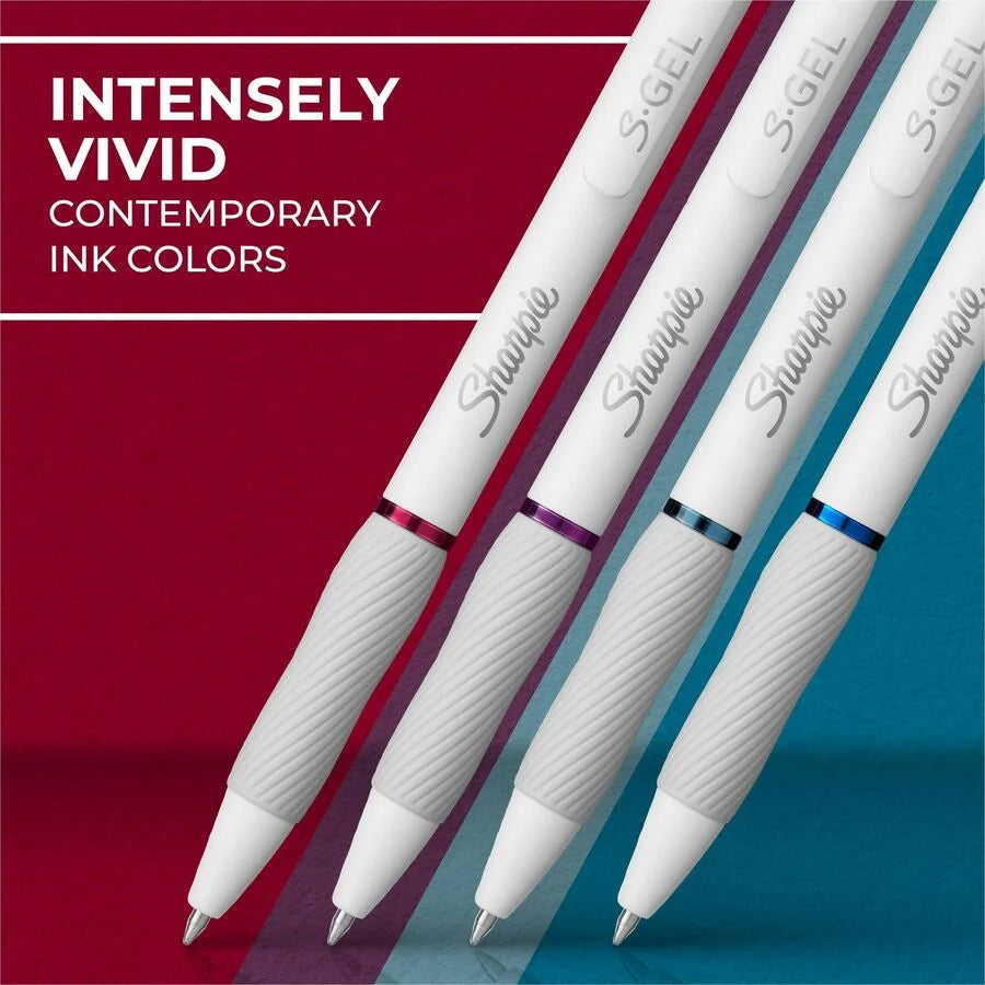 Sharpie S-Gel Pens: 0.7mm Retractable Bold Jewel Ink - Pearl White Barrel - Pens