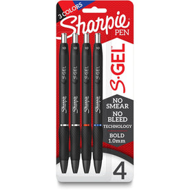 Sharpie S-Gel Pens: 1mm Point Multi Ink Gel-based - Black Barrel (4-Pack) - Pens