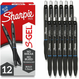 Sharpie S-Gel Pens: 1mm Retractable Blue Gel Ink - Pack of 12 - Pens