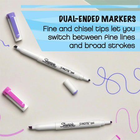Sharpie S-Note Duo Markers: Chisel & Bullet Tips - Assorted Ink - 16 Pack - Markers Dry-Erase