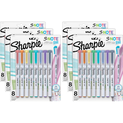 Sharpie S-Note Duo Markers: Chisel & Bullet Tips - Assorted Ink - 8/Pack - Markers Dry-Erase