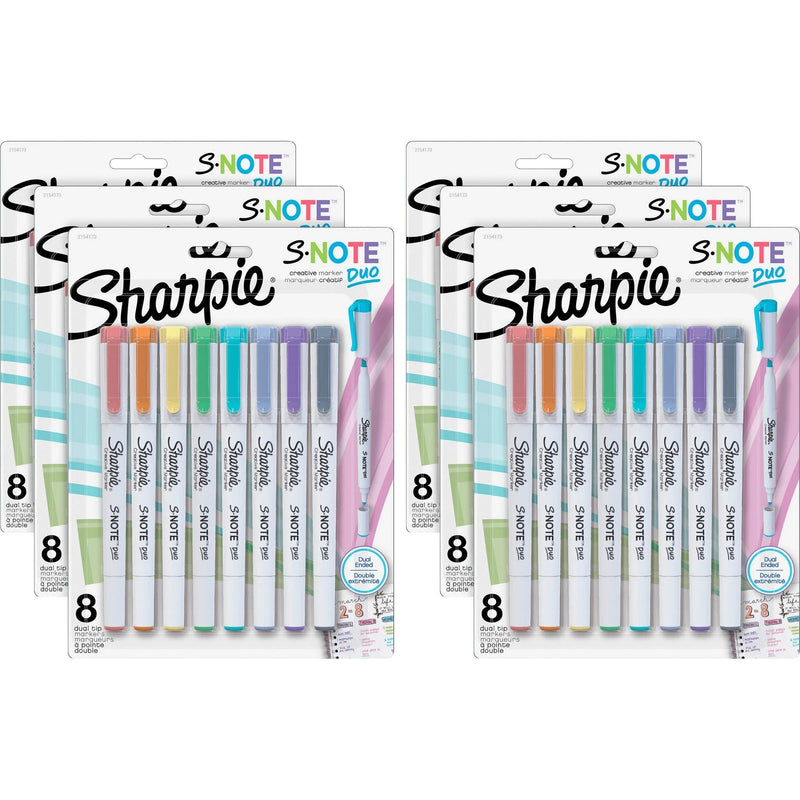 Sharpie S-Note Duo Markers: Chisel & Bullet Tips - Assorted Ink - 8/Pack - Markers Dry-Erase