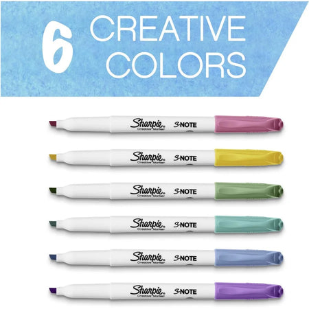 Sharpie S-Note Marker: Chisel Point Mild Assorted Ink - 6 Pack - Markers & Dry-Erase