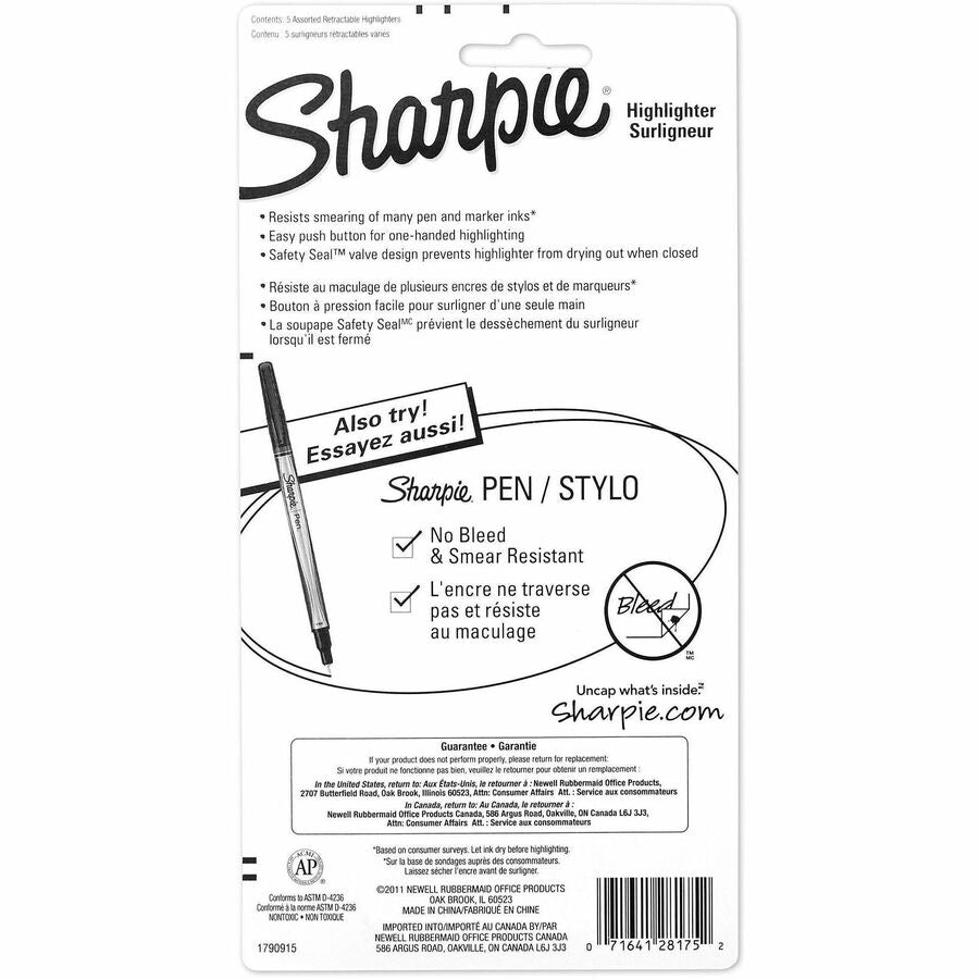 Sharpie Smear Guard Retractable Highlighters - Rear