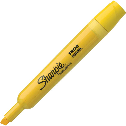 Sharpie SmearGuard Highlighters - Broad Chisel Marker - Yellow Ink - 1 Dozen