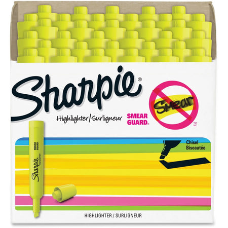 Sharpie SmearGuard Highlighters - Fluorescent Yellow Ink - 36 Pack