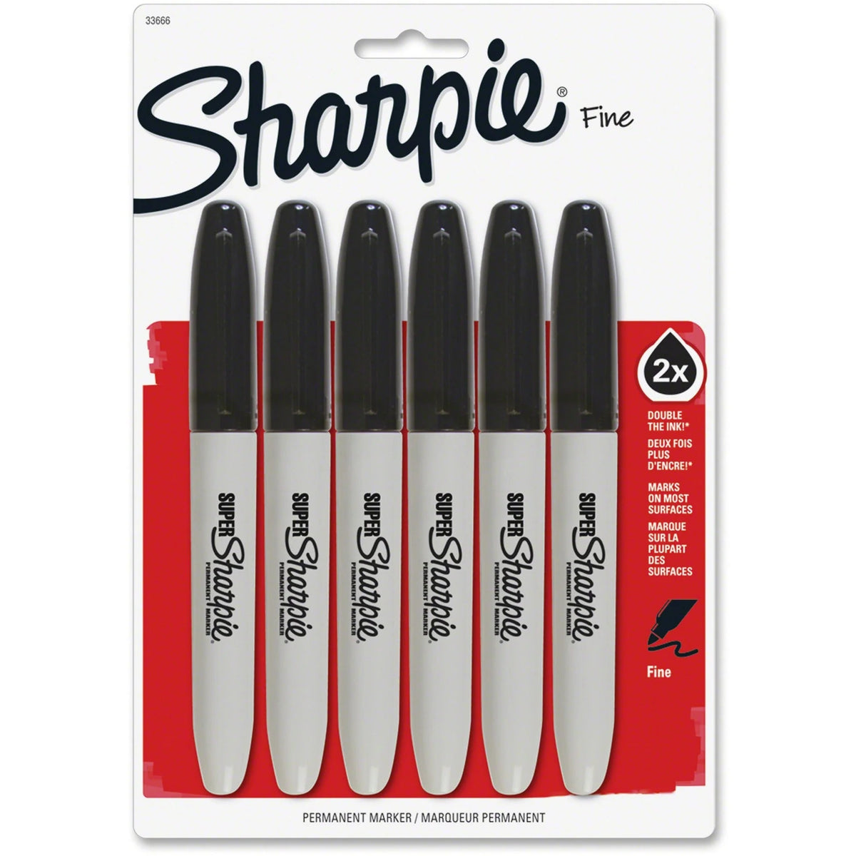 Sharpie Super Permanent Marker - Bold Fine Point - Black Ink - 6 Pack - Markers & Dry-Erase