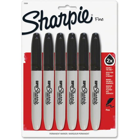 Sharpie Super Permanent Marker - Bold Fine Point - Black Ink - 6 Pack - Markers & Dry-Erase
