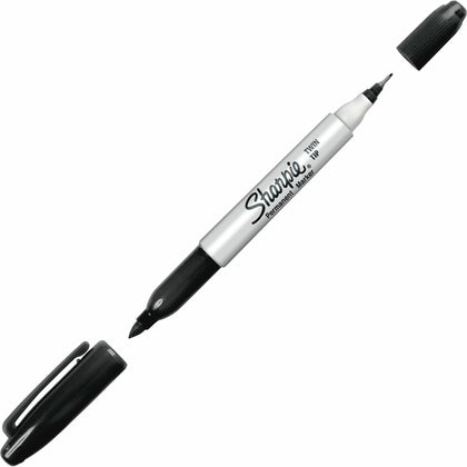Sharpie Twin Tip Permanent Marker - Fine & Ultra Point - Black Ink - Markers Dry-Erase