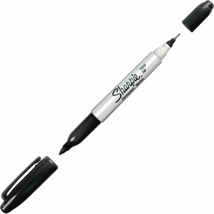 Sharpie Twin Tip Permanent Markers - Black Ink - 1 Dozen - & Dry-Erase