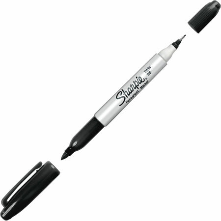 Sharpie Twin Tip Permanent Markers - Black Ink - 1 Dozen - & Dry-Erase