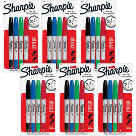 Sharpie Twin Tip Permanent Markers - Ultra Fine & Point - Assorted Ink Colors - Alcohol Based - 4/Set - Dry-Erase