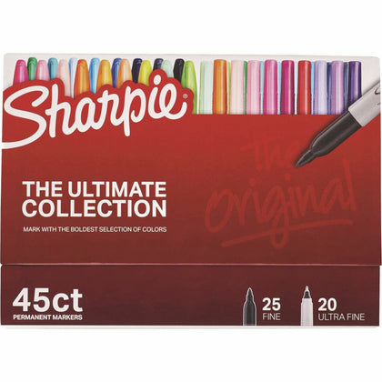 Sharpie Ultimate Collection Markers - Fine & Ultra Point - Assorted Ink - 45/Box - Dry-Erase