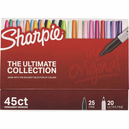 Sharpie Ultimate Collection Markers - Fine & Ultra Point - Assorted Ink - 45/Box - Dry-Erase