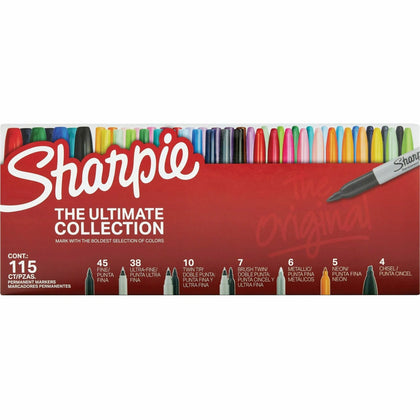 Sharpie Ultimate Fine Point Permanent Markers - Assorted Ink - 115/Box - & Dry-Erase