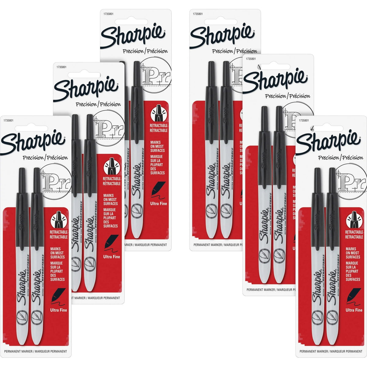 Sharpie Ultra-Fine Retractable Permanent Markers - Black Ink - 2/Pack - & Dry-Erase