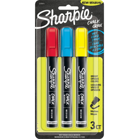 Sharpie Wet Erase Chalk Markers - Medium Point - 3-Pack in Red Blue Yellow - & Dry-Erase