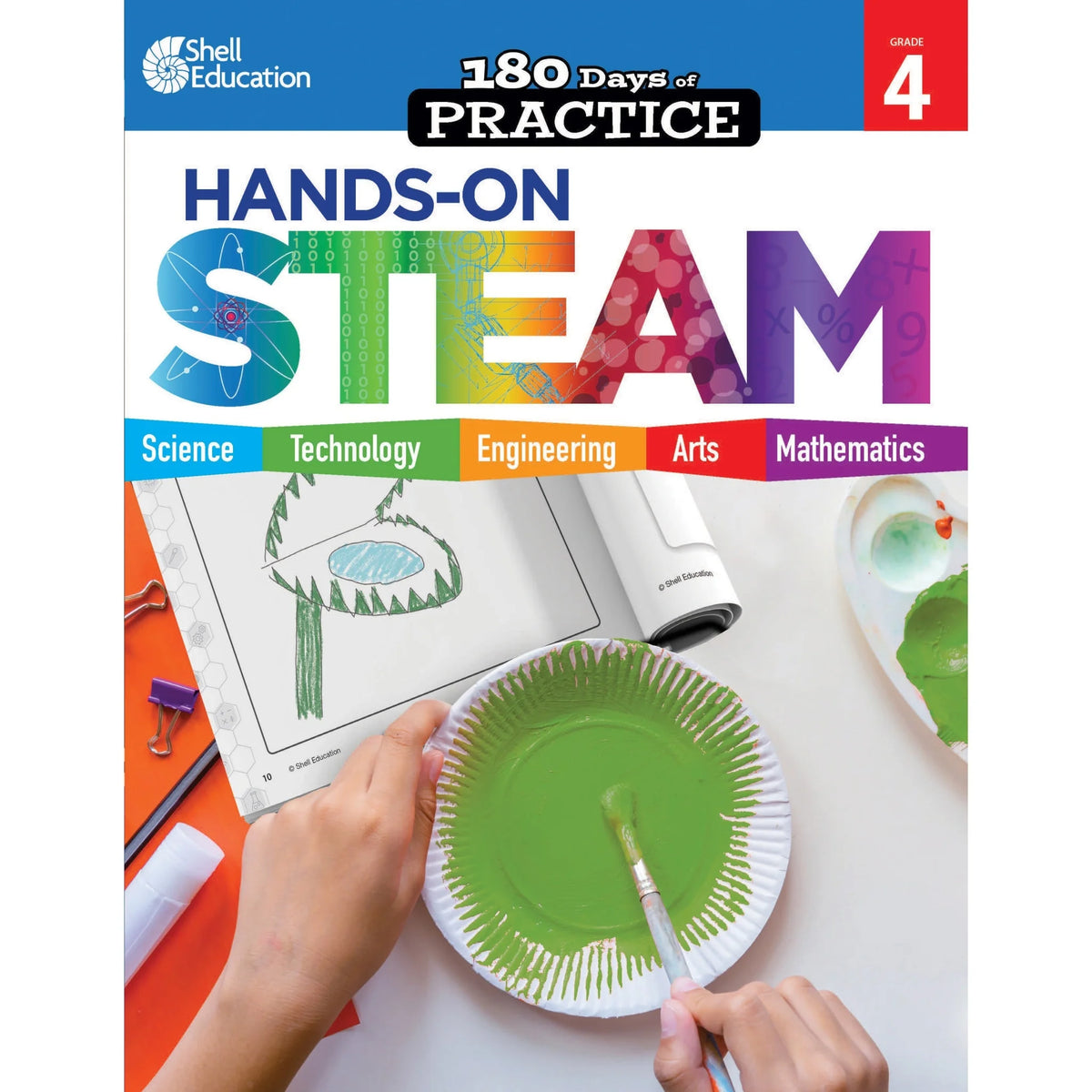 Shell Education 180 Days: Hands-On STEAM Grade 4 Printed Book - Learning Books & Activities