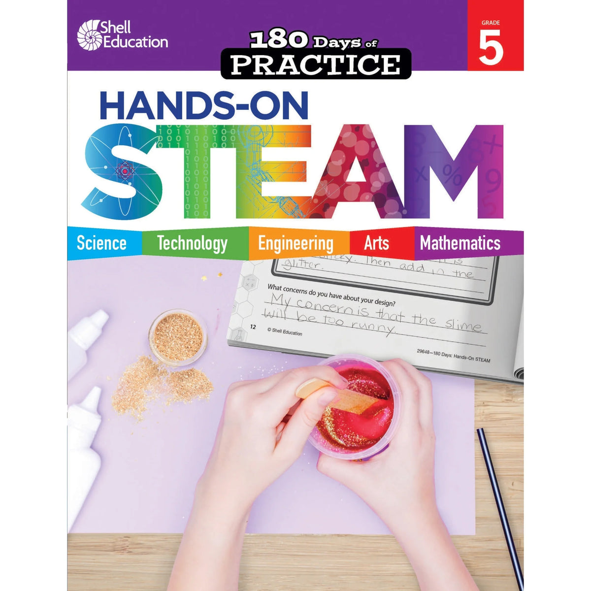 Shell Education 180 Days: Hands-On STEAM Grade 5 Book - Engaging Activities - Learning Books &