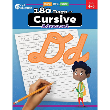 Shell Education 180 Days of Cursive: Advanced Workbook for Grades 4-6 - Learning Books & Activities