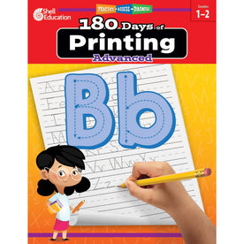 Shell Education 180 Days of Printing: Advanced - Grade 1-2 English - Learning Books & Activities