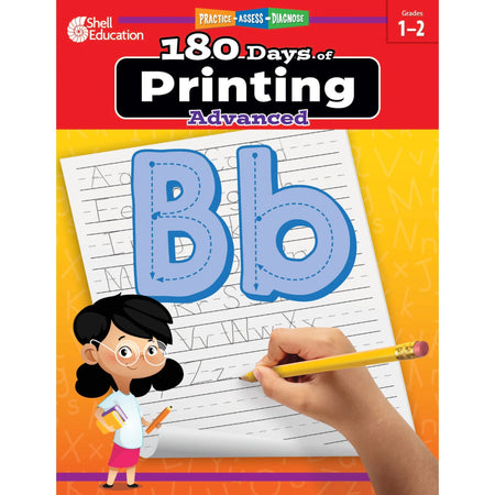 Shell Education 180 Days of Printing: Advanced - Grade 1-2 English - Learning Books & Activities