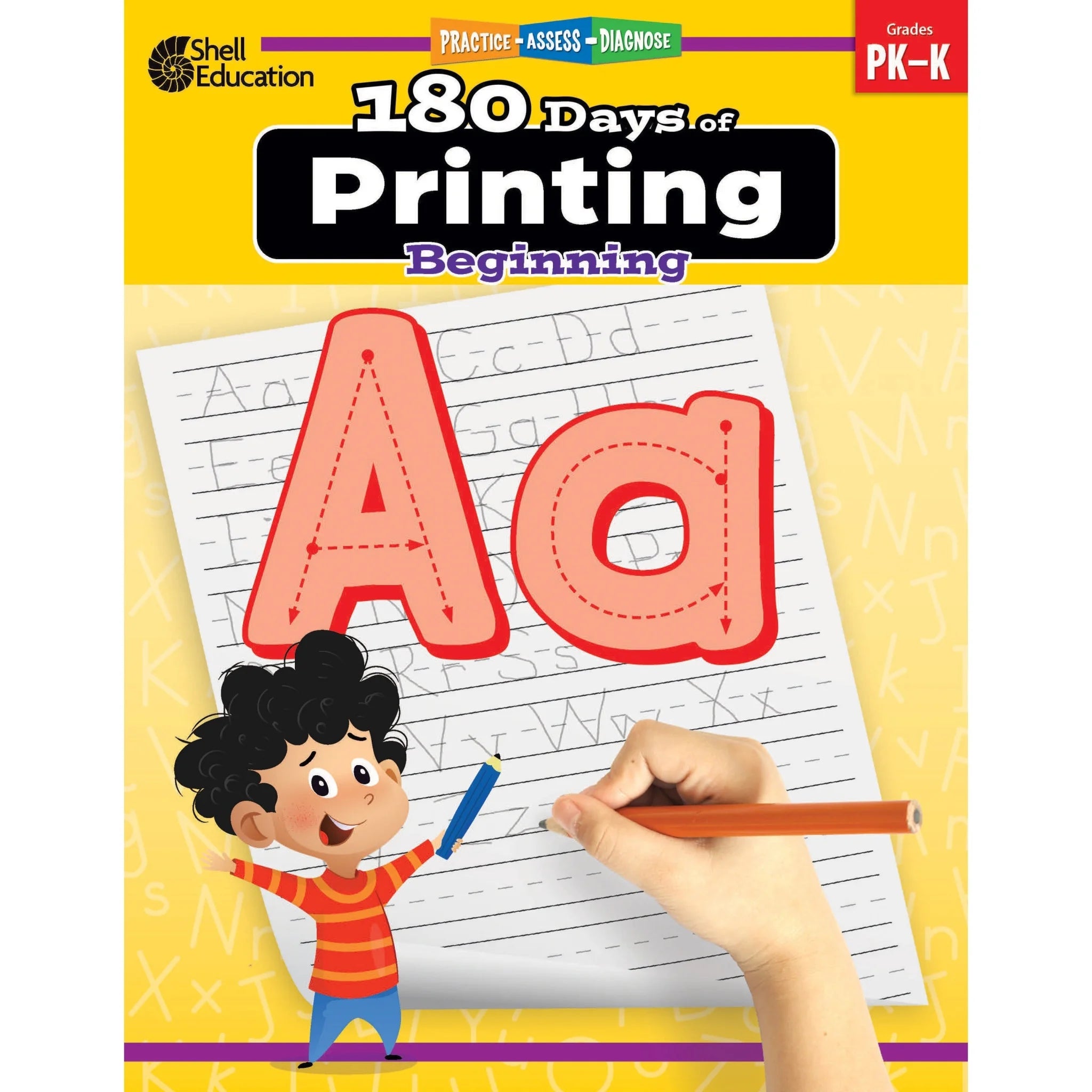 Shell Education 180 Days of Printing: Beginning - Grade PK-K English - Learning Books & Activities