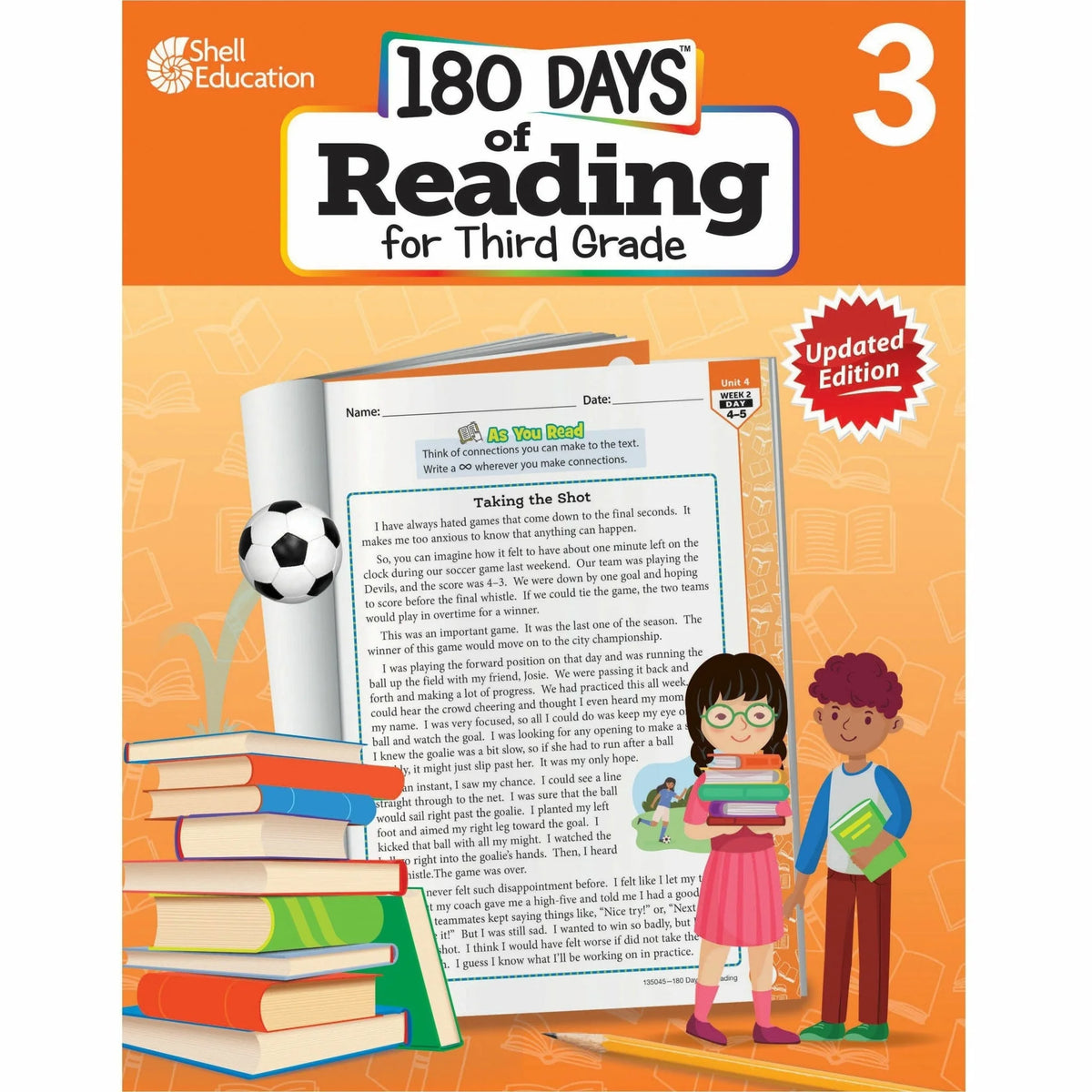 Shell Education 180 Days of Reading for 3rd Grade - Engaging English Practice - Learning Books & Activities
