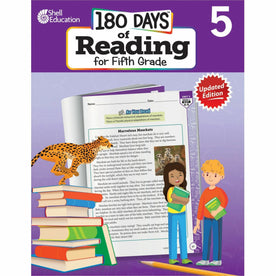 Shell Education 180 Days of Reading for 5th Grade - Engaging English Practice - Learning Books & Activities