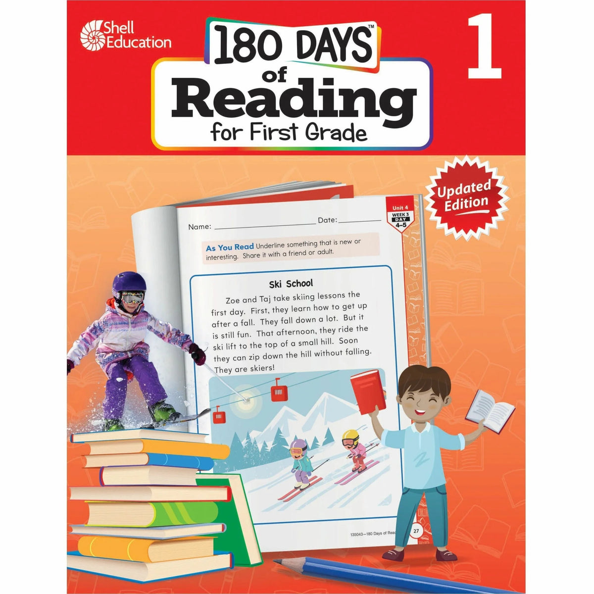 Shell Education 180 Days of Reading for First Grade - Engaging 2nd Edition Book - Learning Books & Activities