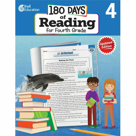 Shell Education 180 Days of Reading: Grade 4 English Workbook - Learning Books & Activities