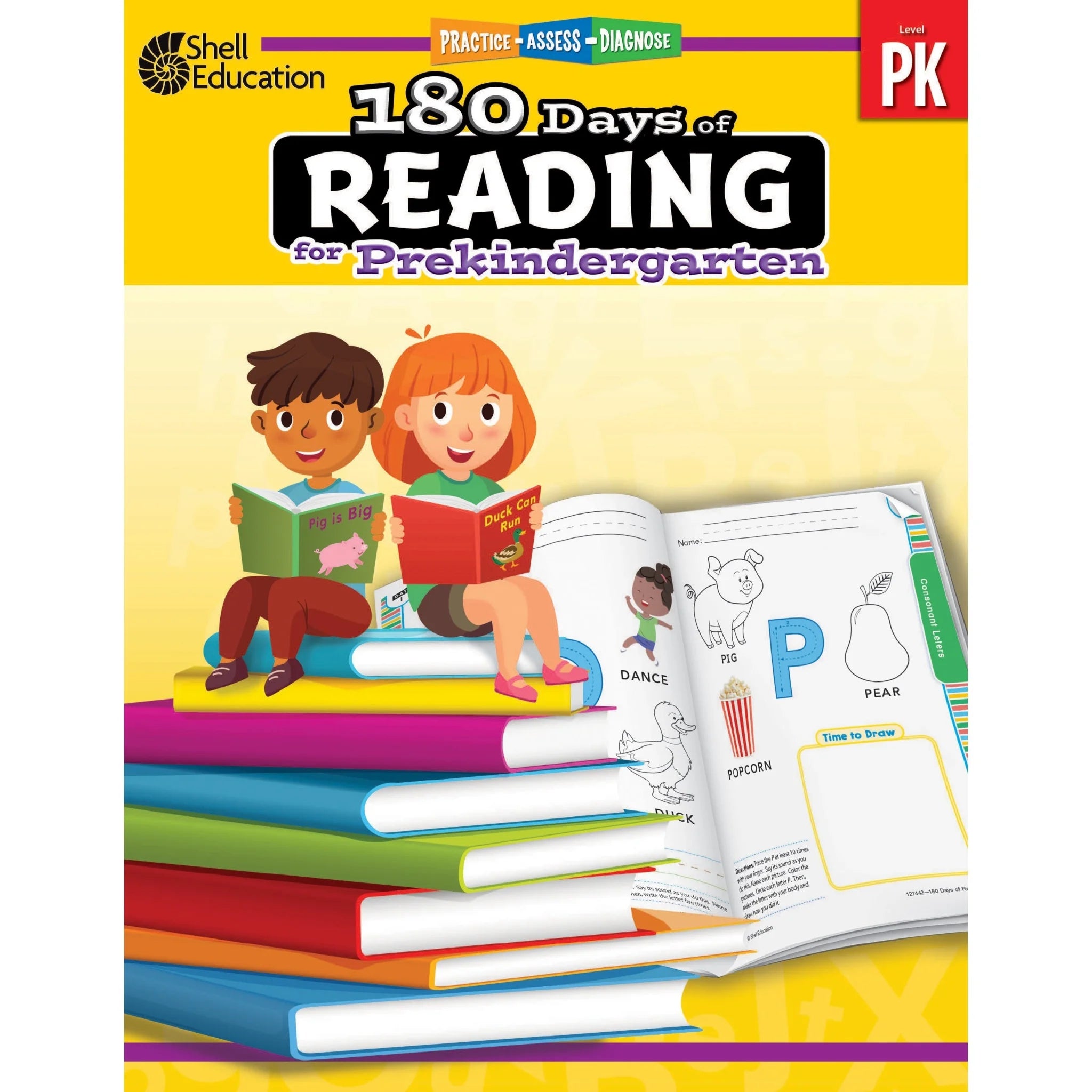 Shell Education 180 Days of Reading Pre-K Book - English Practice - Learning Books & Activities