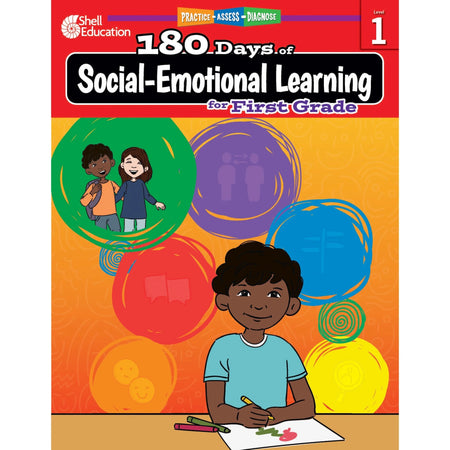 Shell Education 180 Days of Social-Emotional Learning for Kindergarten - Engaging Printed Book - Books & Activities