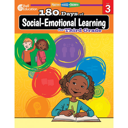 Shell Education 180 Days of Social-Emotional Learning for 3rd Grade Book - Books & Activities