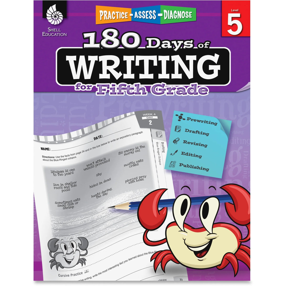 Shell Education 5th Grade Writing Book - 180 Days of - 224 Pages - Learning Books & Activities