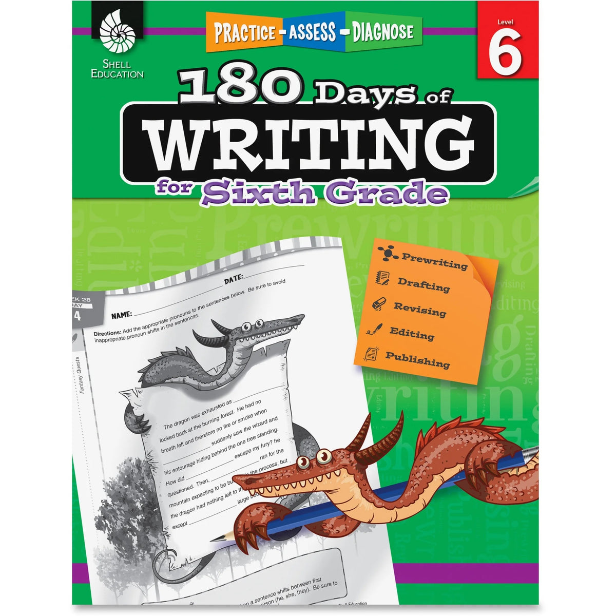 Shell Education 6th Grade Writing Book - 180 Days of - 224 Pages - Learning Books & Activities