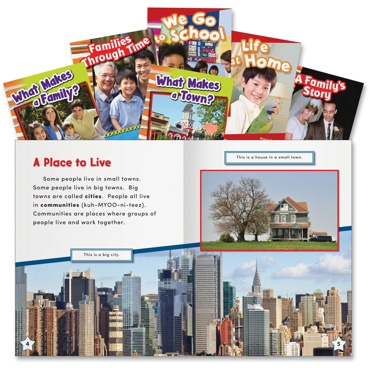 Shell Education Community and Family Book Set - Grade K-3 Printed - Learning Books & Activities