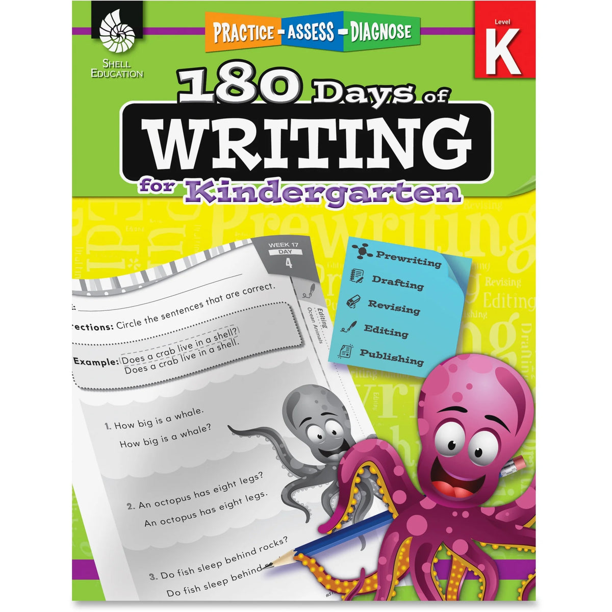 Shell Education Grade K 180 Days of Writing Book - 216 Pages - Learning Books & Activities