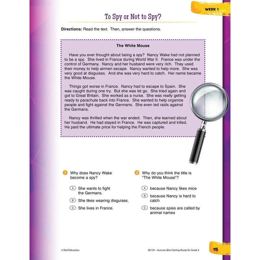 Shell Education Summer Blast Spanish Workbook - Grade 3-4 - Bilingual Learning - Books & Activities