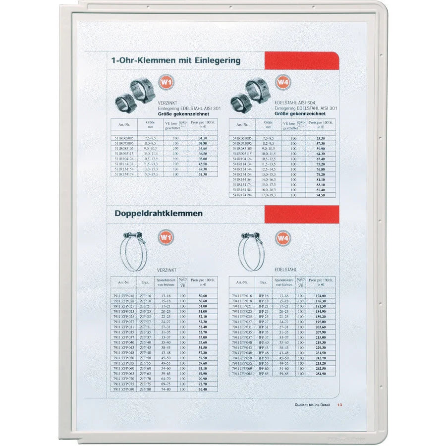 SHERPA Desk Reference System: Support Letter Media Polypropylene - 5/Set - Catalog Racks/Reference Display