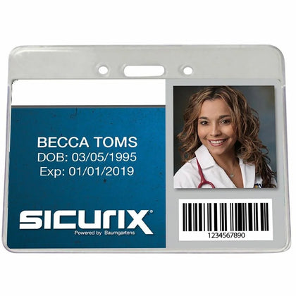 SICURIX Badge Holder: Horizontal Vinyl Clear - 3.50’’ x 2.37’’ - 50 Pack - ID Badges & Supplies